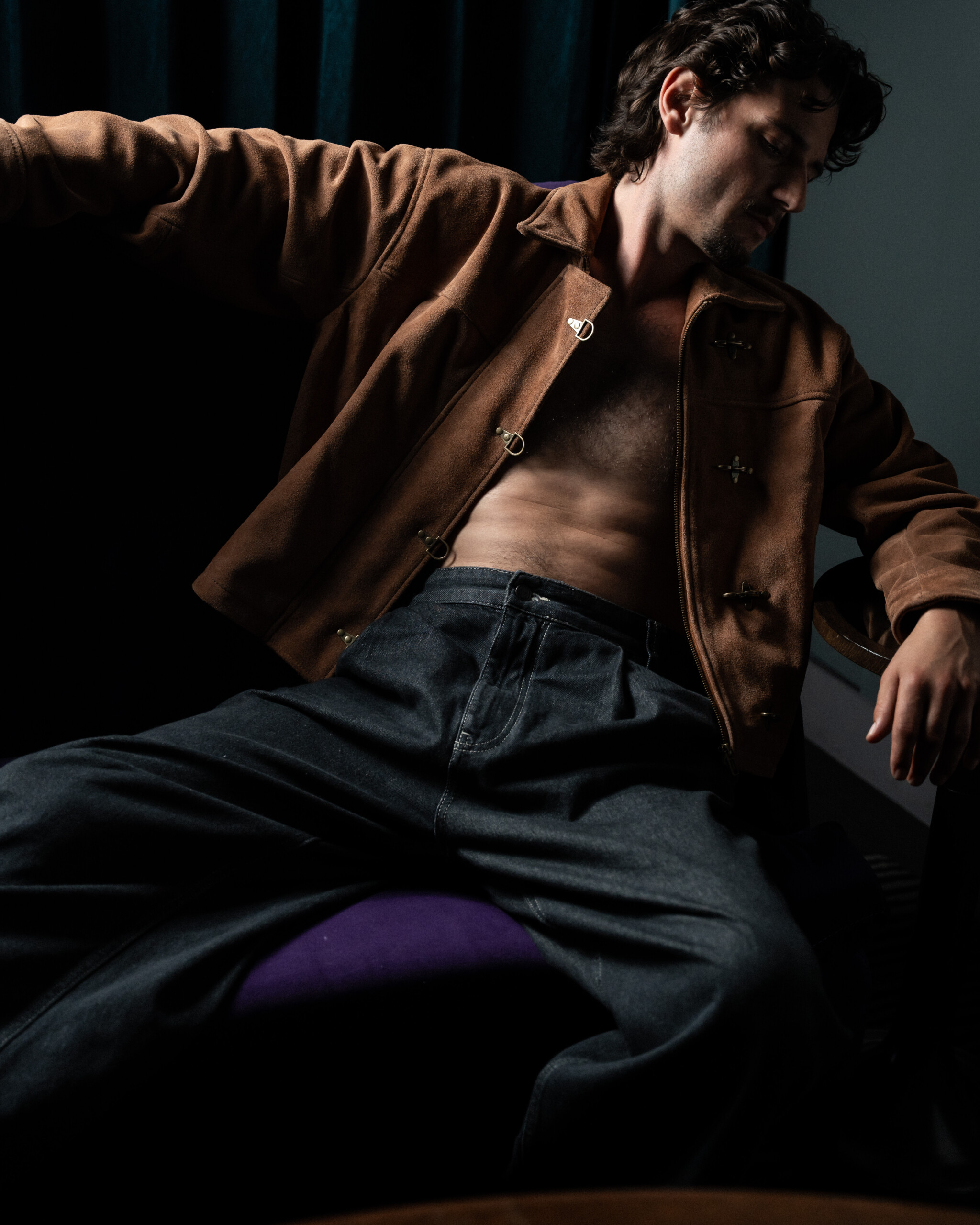 Jack Brett Anderson in a Barney's suede jacket